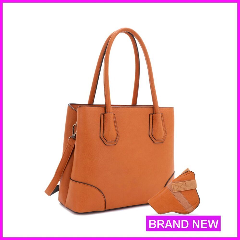 Concealed Carry Tote Satchel Purse Premium Faux Leather Spacious Modern Style